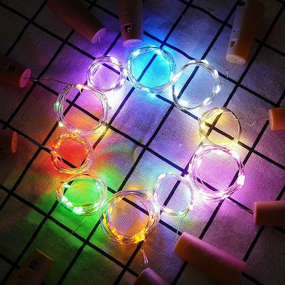 10 Pack Bottle Cork Lights 10 LED Wine Bottle Battery Powered Lights Copper Wire Fairy String Light for Christmas Halloween Wedding Birthday Party DIY Home Decor (10 Colors)