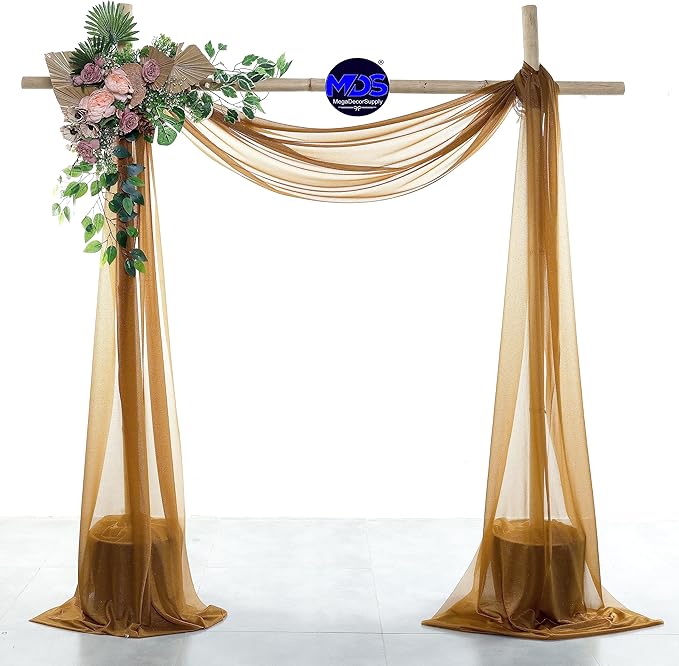 MDS Halloween Chiffon Draping Fabric - 1 Panel, 30" Wide x 75ft Long - Sheer Spooky Arbor & Canopy Drapery for Haunted House Backdrops, Party Ceilings, DIY Costumes & Themed Events - Mocha