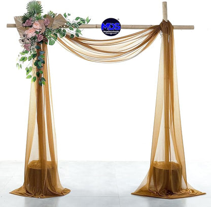MDS Halloween Chiffon Draping Fabric - 2 Panel, 30" Wide x 50ft Long - Sheer Spooky Arbor & Canopy Drapery for Haunted House Backdrops, Party Ceilings, DIY Costumes & Themed Events - Mocha