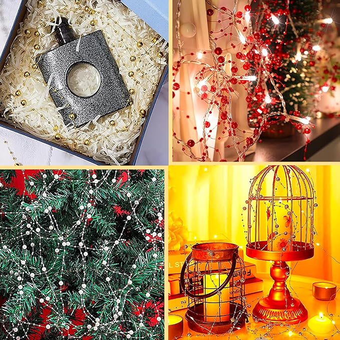 100 PCS Artificial Floating Beads for Centerpieces Vases, Silver 8+3mm String Beads for Wedding Party Faux Pearl String for Decorating, String Pearls for Crafts Vase Filler