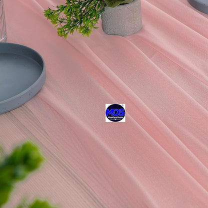 MDS 2 Pack 14ft Chiffon Table Runner 29 x 170 Inches Sheer Wedding Runner Romantic Rustic Table Runner for Wedding Decorations, Birthday Parties, Bridal Shower Party Arch Decor - Dusty Rose
