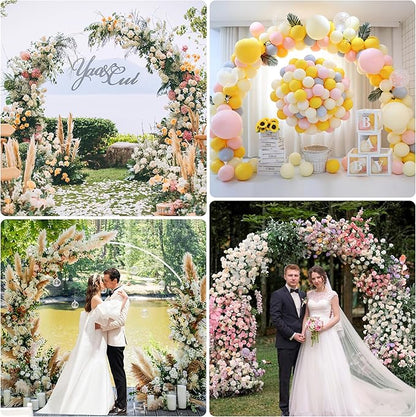 Asee'm 7.2FT White Wedding Arch Round Backdrop Stand Large Circle Metal Floral Balloon Frame for Party Anniversary Birthday Graduation Valentine Ceremony Decorations