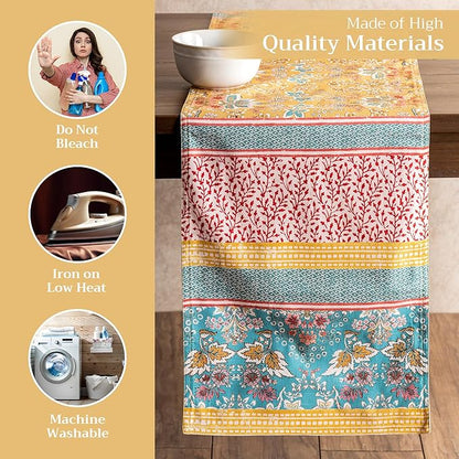 Maison d' Hermine Table Runner 100% Cotton Double Layer Table Runners 72 inches Long Decorative for Home Kitchen Dining Party Baby Shower Wedding Bridal Shower Spring Summer (Marquise, 14.50" x 72")