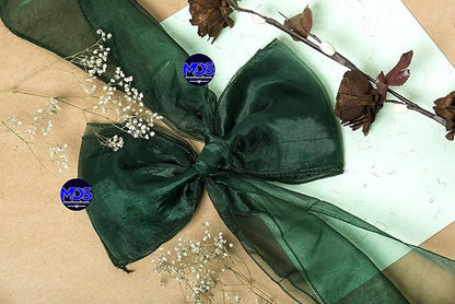 MDS Pack of 300 PCS Organza Chair Sashes Wider Dining Chair Bows Ribbon Tie Back for Wedding Party Birthday Bridal Shower Reception Event Banquet Home Chair Cover Decoration - Hunter Green