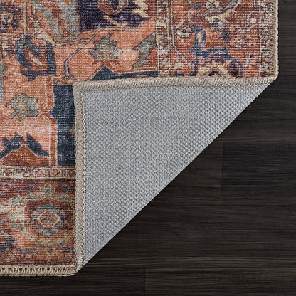 Bloom Rugs Washable 8' x 10' Rug - Beige/Terracotta Traditional Area Rug for Living Room, Bedroom, Dining Room, and Kitchen - Exact Size: 8' x 10'