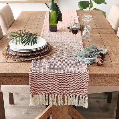 DII Woven Basic Tabletop Collection, Chevron Table Runner, 15x72, Barn Red