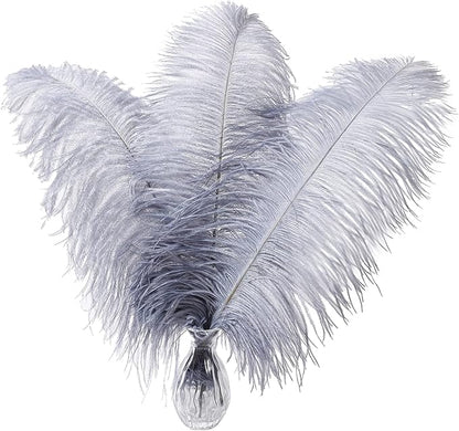 Larryhot Natural Ostrich Feathers for Vase - 16-18 inch 10pcs for Wedding Party Centerpieces,Flower Arrangement and Home Decorations (Gray)