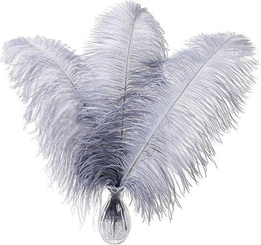 Larryhot Natural Ostrich Feathers for Vase - 16-18 inch 10pcs for Wedding Party Centerpieces,Flower Arrangement and Home Decorations (Gray)