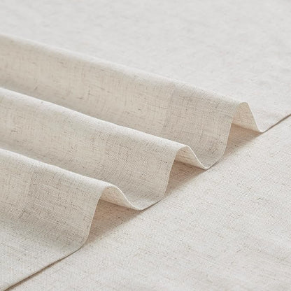 Vision Home Natural Pinch Pleated Semi Sheer Curtains Textured Linen Blended Light Filtering Window Curtains 72 inch for Living Room Bedroom Patio Pinch Pleat Drapes with Hooks 1 Panel 60" Wx72 L