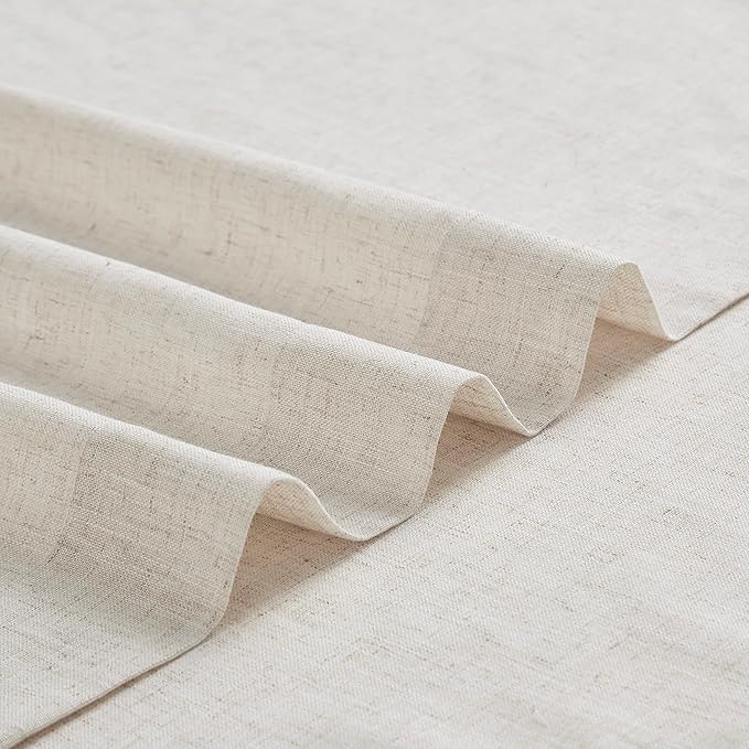 Vision Home Natural Pinch Pleated Semi Sheer Curtains Textured Linen Blended Light Filtering Window Curtains 95 inch for Living Room Bedroom Pinch Pleat Drapes with Hooks 2 Panels 42" Wx95 L