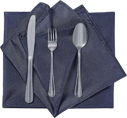 Cloth Napkins 17x17 inch Washable Polyester Dinner Napkins Soft Table Napkins for Wedding Party Dining Banquet(Navy,12PCS)