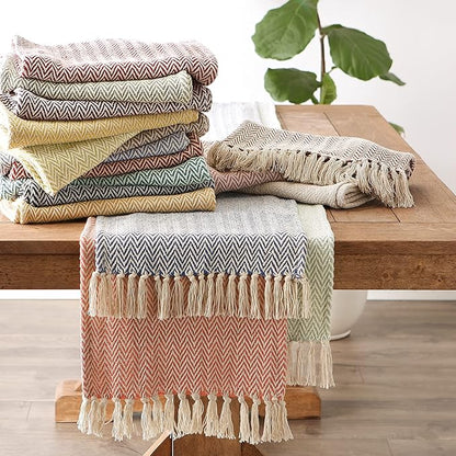 DII Woven Basic Tabletop Collection, Chevron Table Runner, 15x72, Darn Brown