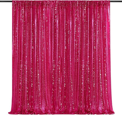 Sequin Backdrop Hot Pink 8ft x 8ft Glitter Photo Booth Backdrop for Birthday Party Fuchsia