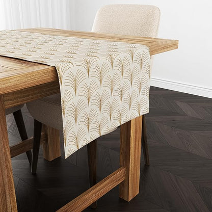 Ruvanti 100% Cotton Table Runner 108 Inches Long, Non-Slip, Stain Resistant, Washable & Reusable Table Runners Perfect for Wedding, Parties, Christmas, Holiday, in-Door use - Luminous