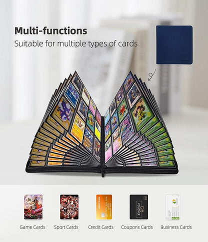 12 Pockets Premium Card Binder 480 Cards Trading Card Binders Side Load Card Storage Display Album(12 Pocket 480 Card Slot,Blue)