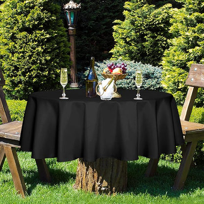 Fitable Black Round Tablecloth 70 inch, Stain and Wrinkle Resistant Washable Polyester Table Cloth for Dining Buffet Parties and Camping