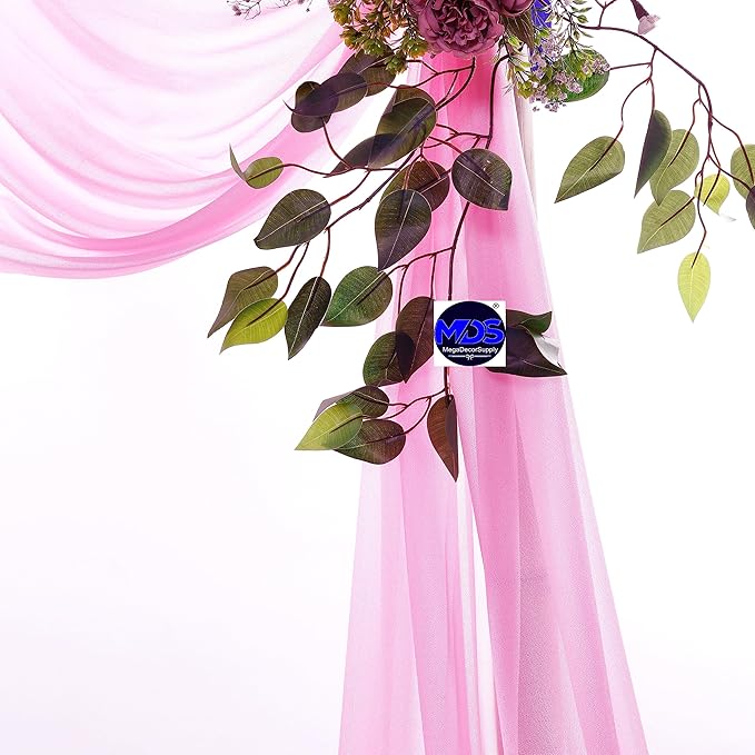 MDS Halloween Chiffon Draping Fabric - 2 Panel, 30" Wide x 30ft Long - Sheer Spooky Arbor & Canopy Drapery for Haunted House Backdrops, Party Ceilings, DIY Costumes & Themed Events - Bubblegum Pink