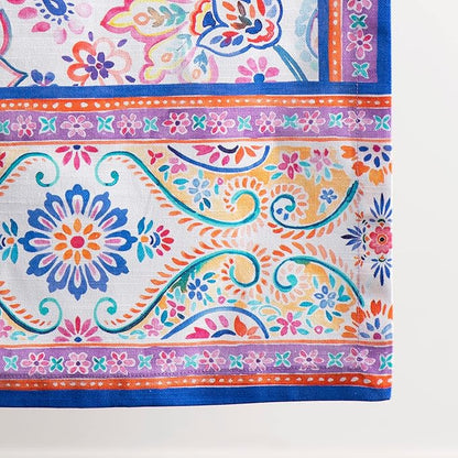Maison d' Hermine Table Runner 100% Cotton Single Layer Table Runners 108 inches Long Decorative for Home Kitchen Dining Party Wedding Bridal Shower Spring Summer (Indian Floral, 14.50" x 108")