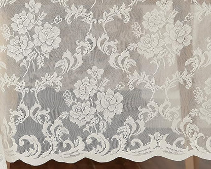 LinenZone Square Ivory Tablecloth for Rustic Vintage Decor. Sheer Lace Table Cloth Works Great As Wedding Tablecloth or Thanksgiving Table Cover. (Mia TC 60 x 60, Ivory)