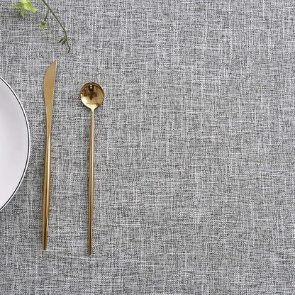 maxmill Flaxy Faux Linen Table Cloth with 2-Tone Slubby Texture Wrinkle Free Anti-Shrink Soft Tablecloth for Kitchen Dining Tabletop Outdoor and Indoor Use Rectangle 60 x 104 Inch Light Gray
