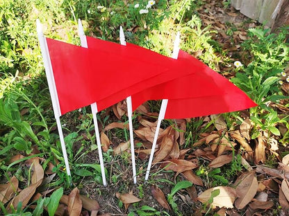 12 Pack Red Pennant Flags Small Mini Hand Held Solid Color Pennant On Sticks Flags with 12.6"Solid Pole & Spear Top,Party Events Celebration,School,Grand Opening,Kids Birthday,Sports Clubs,Flower Pot
