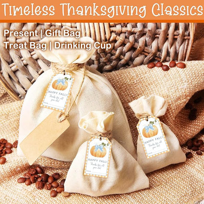 50 Pcs Fall Gift Tags, 2.1"×3.5" Thank You Gift Tags for Party Favors, Pumpkin Happy Fall Thanksgiving Gifts Tags for Party Favor - B10