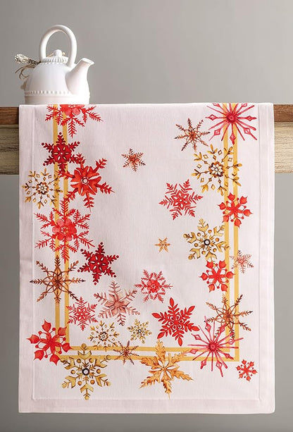 Maison d' Hermine Table Runner 100% Cotton Single Layer Table Runners 36 inches Long for Thanksgiving Christmas Decorations Home Kitchen Dining Party Wedding (Crystal Star, 14.5" x 36")