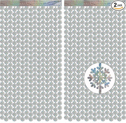 Silver Snowflake Fringe Curtain - GREATRIL Winter Onederland Streamers Backdrop with Sparkling Snowflake for Christmas Birthdays Party Decoration -3.2ft x 6.5ft - 2 Pack