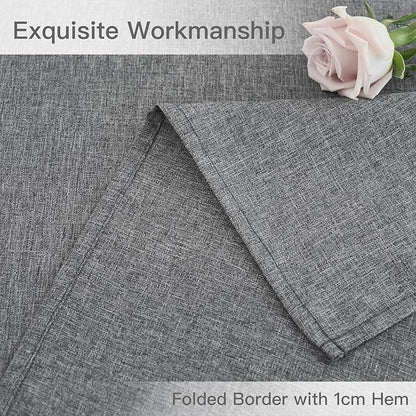 maxmill Rectangle Linen Textured Tablecloth Waterproof Spillproof Wrinkle Free Washable Fabric Table Cloth Kitchen Dining Tabletop Decoration Table Cover for Holiday Party, 52 x 70 Inch, Dark Grey