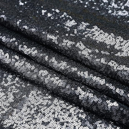 Sugargirl Halloween Black Sequin Backdrop Curtain 2 Panels 2FTx8FT Glitter Black Background Drapes Sparkle Photography Backdrop for Party Wedding Birthday Wall Decoration