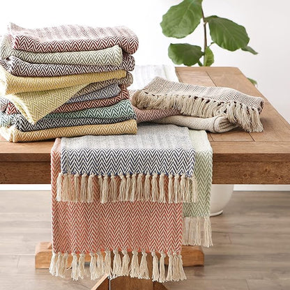 DII Woven Basic Tabletop Collection Chevron Table Runner, 15x108, Jadeite