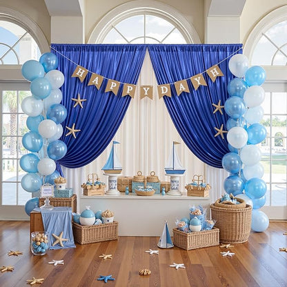 10x10ft Thick Royal Blue Glitter Backdrop Curtain Panels for Parties, Wrinkle Free Sequin Sparking Photo Backdrop Drapes, 2 Panels 5x10ft Shimmer Back Drop Cloth for Wedding Birthday Photography