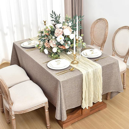 Fitable Square Table Cloth Linen Textured: Water & Stain Resistant Farmhouse Tablecloth, Washable Burlap Table Covers for Kitchen Dining Party(2 Pack, 54x54 Inch, Nature)