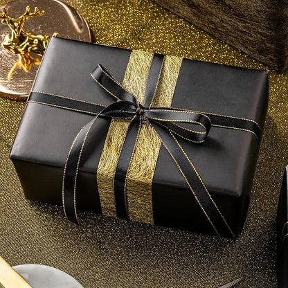 Garbendy Black Wrapping Paper - Solid Color Matte Gift Wrapping Paper Roll Perfect for Wedding, Birthday for Men, Christmas,Graduation Gifts, Father's Day Gifts - 17 Inch X 33 Feet