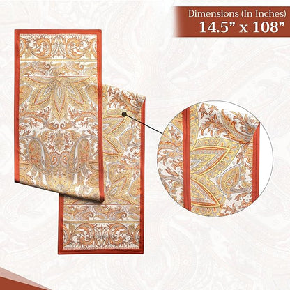 Maison d' Hermine Table Runner 100% Cotton Double Layer Table Runners 72 inches Long for Thanksgiving Christmas Decorations Home Kitchen Dining Party Wedding (Kashmir Paisley, 14.5" x 72")