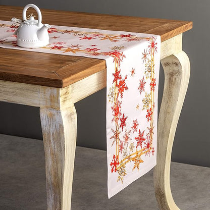 Maison d' Hermine Table Runner 100% Cotton Single Layer Table Runners 60 inches Long for Thanksgiving Christmas Decorations Home Kitchen Dining Party Wedding (Crystal Star, 14.5" x 60")