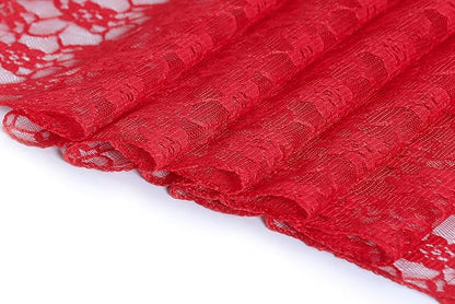 MDS Pack of 25 Wedding 12 x 108 inches Lace Table Runner for Wedding, Decorations for Birthday Parties, Banquets, Graduations, Engagements, and Runners fit Rectangle, Round Table- Red