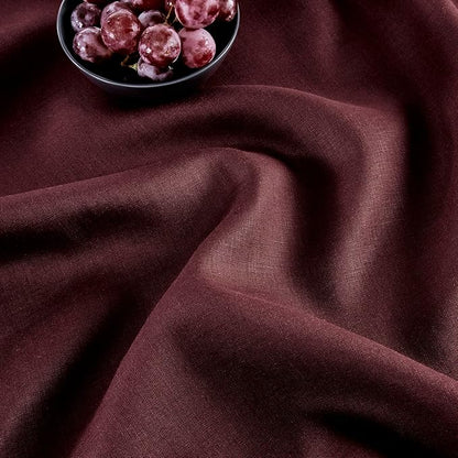 Solino Home Linen Burgundy Table Runner 144 Inches Long - 100% Pure Linen Extra Long Table Runner 14 x 144 Inch for Fall, Autumn, Thanksgiving, Christmas, Holiday - Classic Hemstitch