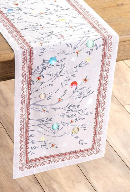 Maison d' Hermine Table Runner 100% Cotton Single Layer Table Runners 90 inches Long for Thanksgiving Christmas Decorations Home Kitchen Dining Party Wedding (Fairy Christmas, 14.5" x 90")