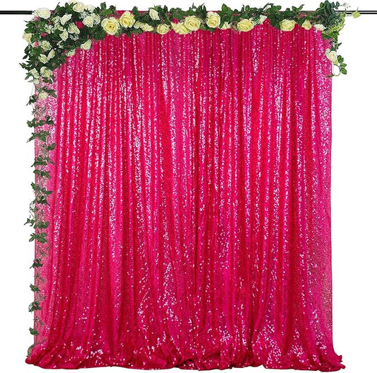 ShiDianYi 4x6ft Hot Pink Sequins Backdrop - Photo Booth Background for Parties Events, Sparkly Photography Decoration