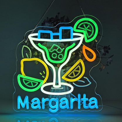 CNBEYOUNG Margarita Neon Sign, Neon Lights Hanging Wall Art Decoration for Restaurants Shop Cocktail Bar Kitchen Party Home Decor, USB - Driven, Super Bright & Adjustable,14.17x 12.6inches