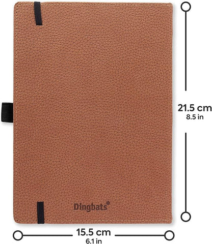 Dingbats* Wildlife Grid Writing Journal Notebook A5 - Vegan Leather Hardcover - Ideal for Work, Travel - Pocket, Elastic Closure, & Bookmark