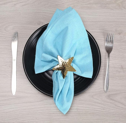 12 Pcs Lightweight Metal Napkin Rings - Gold Star Metal Holders for Elegant Table Decor, Parties, Weddings, Holidays, Everyday Dining - Metallic Adornment for Table Settings - CLEENTABLE
