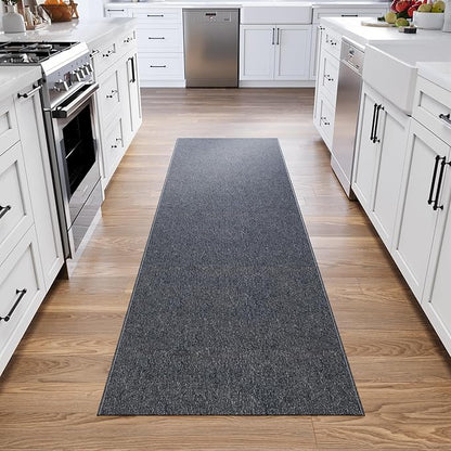 Ottomanson 2'7" x 24' Ultra-Thin Hallway Runner Rug - Durable Non-Slip Carpet for High-Traffic Areas - Fits Under Doors for Seamless Entry - Ideal for Kitchen, Entryway, Bedroom & Living Room, Black