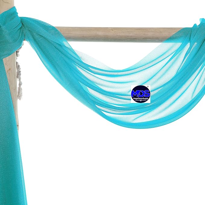 MDS Halloween Chiffon Draping Fabric - 1 Panel, 30" Wide x 30ft Long - Sheer Spooky Arbor & Canopy Drapery for Haunted House Backdrops, Party Ceilings, DIY Costumes & Themed Events - Peacock Blue