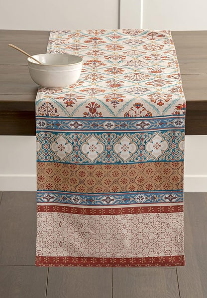 Maison d' Hermine Table Runner 100% Cotton Double Layer Table Runners 108 inches Long for Thanksgiving Christmas Decorations Home Kitchen Dining Party Wedding (Romane, 14.5" x 108")