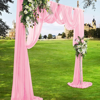 VACVELT Wedding Arch Draping Fabric Blush Pink Chiffon, 1 Panel Sheer Drapes 30 Inch x 20ft Chiffon Backdrop Curtain Decor, Outdoor Sheer Drapery for Ceremony Party Ceiling