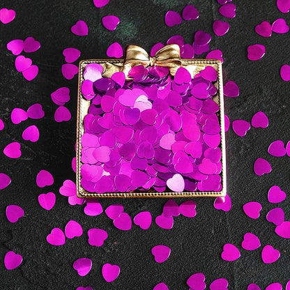 Hot Pink Love Heart Table Confetti - Valentines Day Party Foil Metallic Sequins Wedding Birthday Engagement Anniversary Bachelorette Party Sprinkles Decorations, 60g