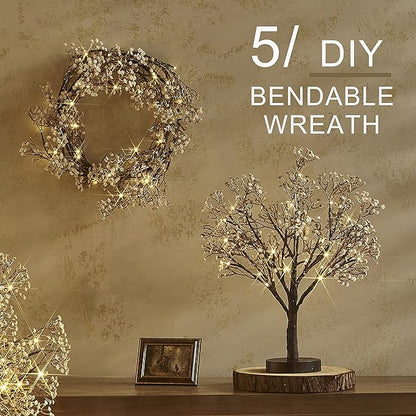 Fudios Lighted Garland Flowers for Mantle with Timer Battery 48 LED 6ft Vine Garlands for Decor with Flowers and Lights for Summer Wedding Party