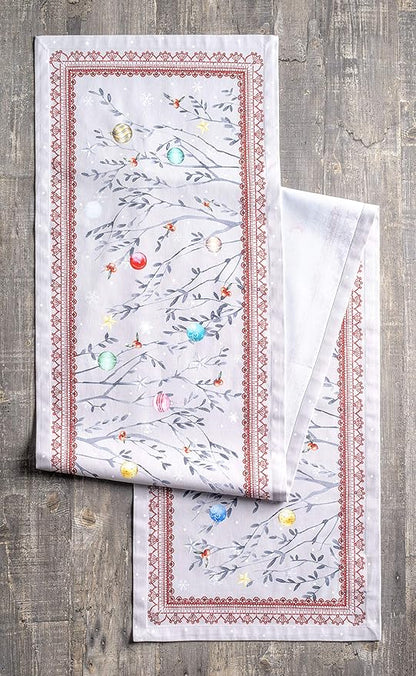 Maison d' Hermine Table Runner 100% Cotton Single Layer Table Runners 90 inches Long for Thanksgiving Christmas Decorations Home Kitchen Dining Party Wedding (Fairy Christmas, 14.5" x 90")